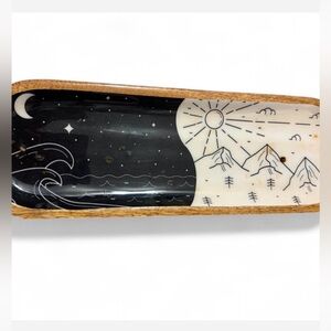 Black and White Night and Day Wooden Incense Holder